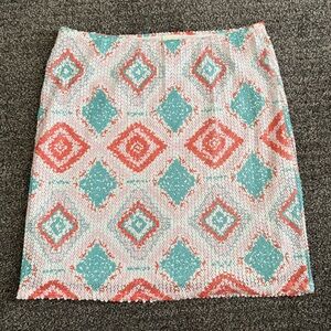 Sequin Geometric Print Mini Skirt